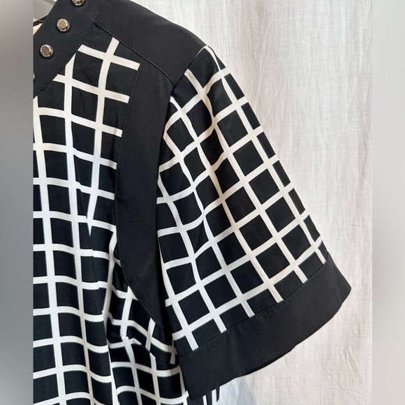 MICHAEL KORS - Geometric Shift Dress Sz 12 Zipper - BLACK WHITE - Picture 3 of 16